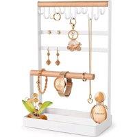 Kelvenix Jewelry Organizer Necklace 5-Tier display Stand in White