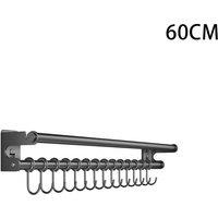 Kelvenix 60CM Coat Hooks Wall Mounted Rack Hooks Aluminum in Grey | Size: 10000mm x 520mm