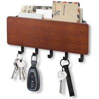Kelvenix Wall Mounted Key Hooks Hanger Mail Holder Storage in Brown
