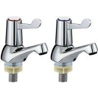 Kelvenix Pair of Bathroom Basin taps Chrome Brass Pillar in Silver | Size: 10000mm x 520mm
