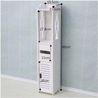 SPETLEK 4 Tier Modern Bathroom Cabinet Wood Slim Storage Cupboard Shelf Unit B in White
