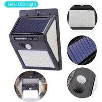 PAWNORA 2 Solar Power PIR Motion Sensor Wall Lights LED Security Lamp in Black