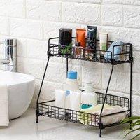 KORVIXA 31.5X16X30cm Metal Wire TableTop Shelf 2 Tier in Black | Size: 100 cm x 100 cm