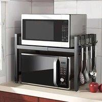 EONLION 2 Tier Expandable Microwave oven Rack Stand Storage Holder in Black | Size: 100 cm