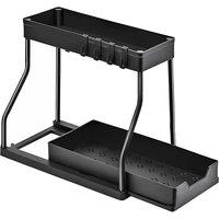 Kelvenix 2 Tier Dish Drainer Rack Storage Drip Tray in Black | Size: 0.6m2