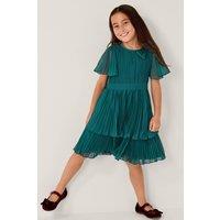Monsoon Girl's Alicia Pleated Tiered Party Dress Teal | Size: 5 Years
