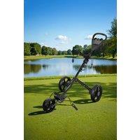 Living and Home 3 Wheel Folding Golf Push Pull Cart with Foot Brake in Black