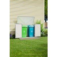 Living and Home 3.5 x 6 ft Metal Trash Can Storage Shed with Sloped Roof and Double Doors, Weather-Resistant in Grey