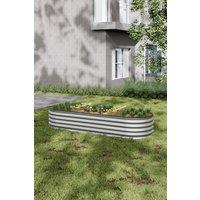 Garden Sanctuary Oval-Shaped Metal Flower Raised Garden Bed in Silver