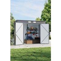 Garden Sanctuary Galvanized Steel Outdoor Storage Tool Shed with Dual Doors in Grey