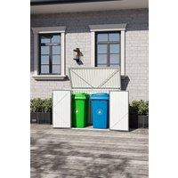 Garden Sanctuary Steel Outdoor Garden Trash Can Bin Storage Shed in Grey