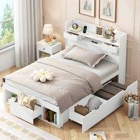Rolipo White Single Daybed 3FT with USB Port, Drawers & Storage Cabinet | Size: Double