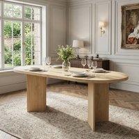 Rolipo Modern Oval Oak Wood Finish Dining Table for 6-8 People, 180x90cm in Brown | Size: 180x90 cm