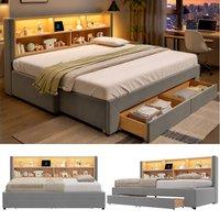 Rolipo Furniture/Beds in Grey | Size: Double