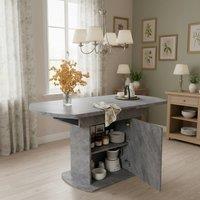 Rolipo Extendable Oval Dining Table with Storage, Cement Grey, 110-130cm in Grey