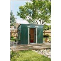 Living and Home Outdoor Metal Garden Storage Shed, 8 x 4 ft Galvanized Steel Tool Shed w/ Double Sliding Doors, Ventilated Weatherproof Design, Dark