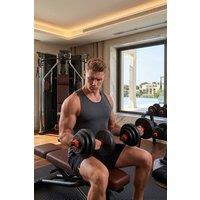 Living and Home Adjustable 2-in-1 Dumbbell & Barbell Set in Black