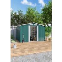 H&O Direct Outdoor Metal Garden Tool Storage Shed in Green