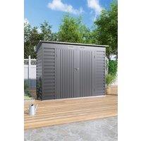 H&O Direct Galvanized Steel Outdoor Storage Shed with Dual Doors in Grey