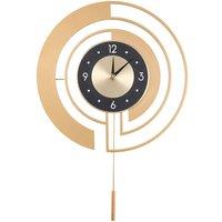 Living and Home 18in/45cm Modern Decorative Non-Ticking Wall Clock with Pendulum in Gold