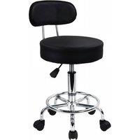 KKTONER Stylish Rolling Stool Height Adjustable with Footrest Black