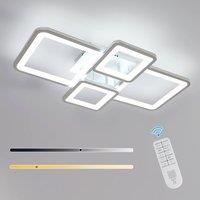 Pheashine Square LED Ceiling Light Silver 54W Dimmable Remote Control 3000-6500K