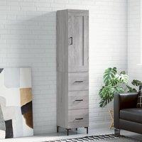 Berkfield Home Highboard Grey Sonoma 34.5x34x180 cm Engineered Wood