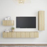 Berkfield Home 4 Piece TV Cabinet Set Sonoma Oak Engineered Wood in Brown