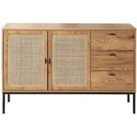 CALICOSY 2-Door, 3-Drawer Rattan Sideboard, 120 Cm Wide - JAYA in Light Brown