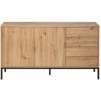 CALICOSY LENNY 2-Door, 4-Drawer Sideboard, 140 Cm Wide in Light Brown