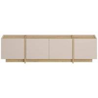 CALICOSY ONYX 4-Door TV Stand In Cashmere & Oak Finish, 180 Cm Wide in Beige