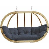 Amazonas Globo Royal Double Wooden Hanging Egg Chair - Luxury Indoor & Outdoor Swing Chair with Cushions - 200kg in Dark Grey