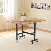STILVORA Dining Table with drop-leaf design & wheels in Brown