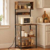 STILVORA Kitchen Storage Unit with USB & Hooks Rustic Brown