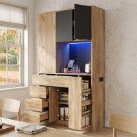 STILVORA Sideboard 185 x 105 cm with LED & Power Outlet in Brown