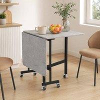 STILVORA Drop Leaf Dining Table with Wheels Grey