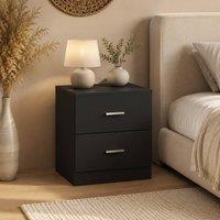 STILVORA Bedside Table with 2 Drawers, Black