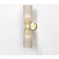 Netlighting Maytoni Antic Modern 2 Light Up & Down Wall Lamp Gold Cognac Shade E14
