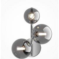 Netlighting Maytoni Dallas Modern 3 Light Wall Lamp Chrome Smoky Shade G9 in Grey