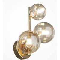 Netlighting Maytoni Dallas Modern 3 Light Wall Lamp Gold Cognac Shade G9