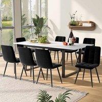 ModernLuxe Extendable dining table 140/180 x 80 cm with marble top in White