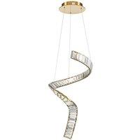 Netlighting Krone Swirl Modern Pendant Brass 3000K 3300lm Crystal Shade in Gold