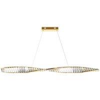 Netlighting Krone Modern 120cm Bar Pendant Brass 3000K 2600lm Crystal Shade in Gold
