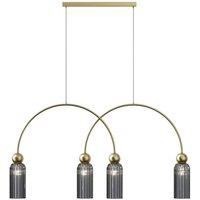 Netlighting Antic Modern Bar Pendant Ceiling Light Gold 4xE14 Grey Shade