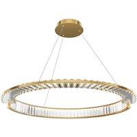 Netlighting Krone Modern 80cm Pendant Brass 3000K 2925lm Crystal Shade in Gold