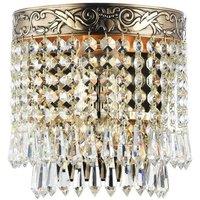 Netlighting Palace Flush Wall Lamp Gold Antique & Crystal 1 Light E27