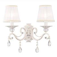 Netlighting Grace Wall Candle Lamp White with Gold & Crystal 2 Light E14