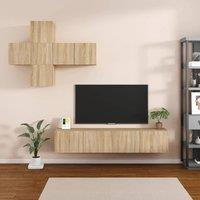Berkfield Home 7 Piece TV Cabinet Set Sonoma Oak Engineered Wood in Brown