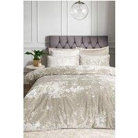 Catherine Lansfield Crushed Velvet Duvet Cover Set - Soft, Durable & Luxury Finish in Natural | Size: King