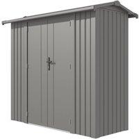 Rowlinsons Brentvale 8' x 4' Premium Apex Metal Shed with Foundation Kit in Grey
